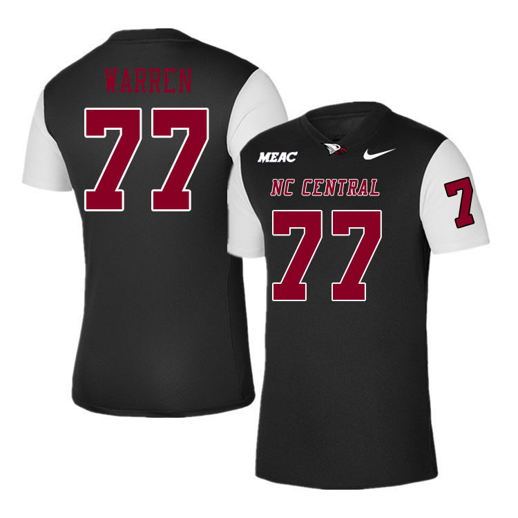 Men-Youth #77 Seven Warren North Carolina Central Eagles 2023 College Football Jerseys Stitched-Blac